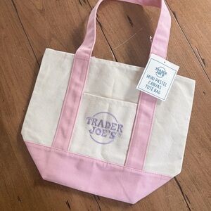 Trader Joe’s Pink & Cream Canvas Mini Tote Bag